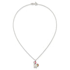 Sterling Silver Polished White and Rainbow Enameled Unicorn Childrens 14 inch Necklace