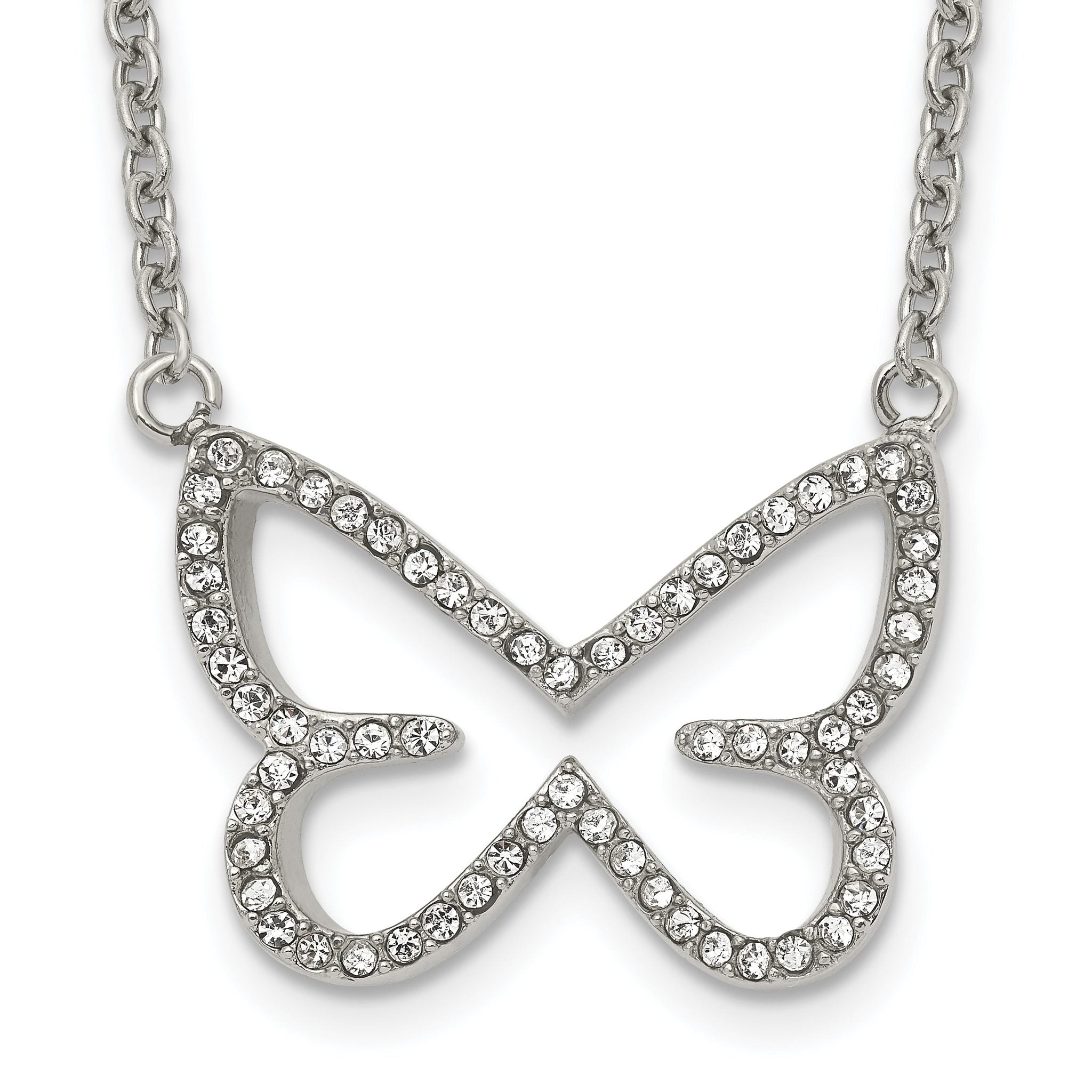 CZ Butterfly Necklace in Stainless Steel, 18in Main image
