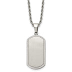 Chisel Stainless Steel Polished Laser Cut Edges Dog Tag on a 22 inch Rope Chain Necklace