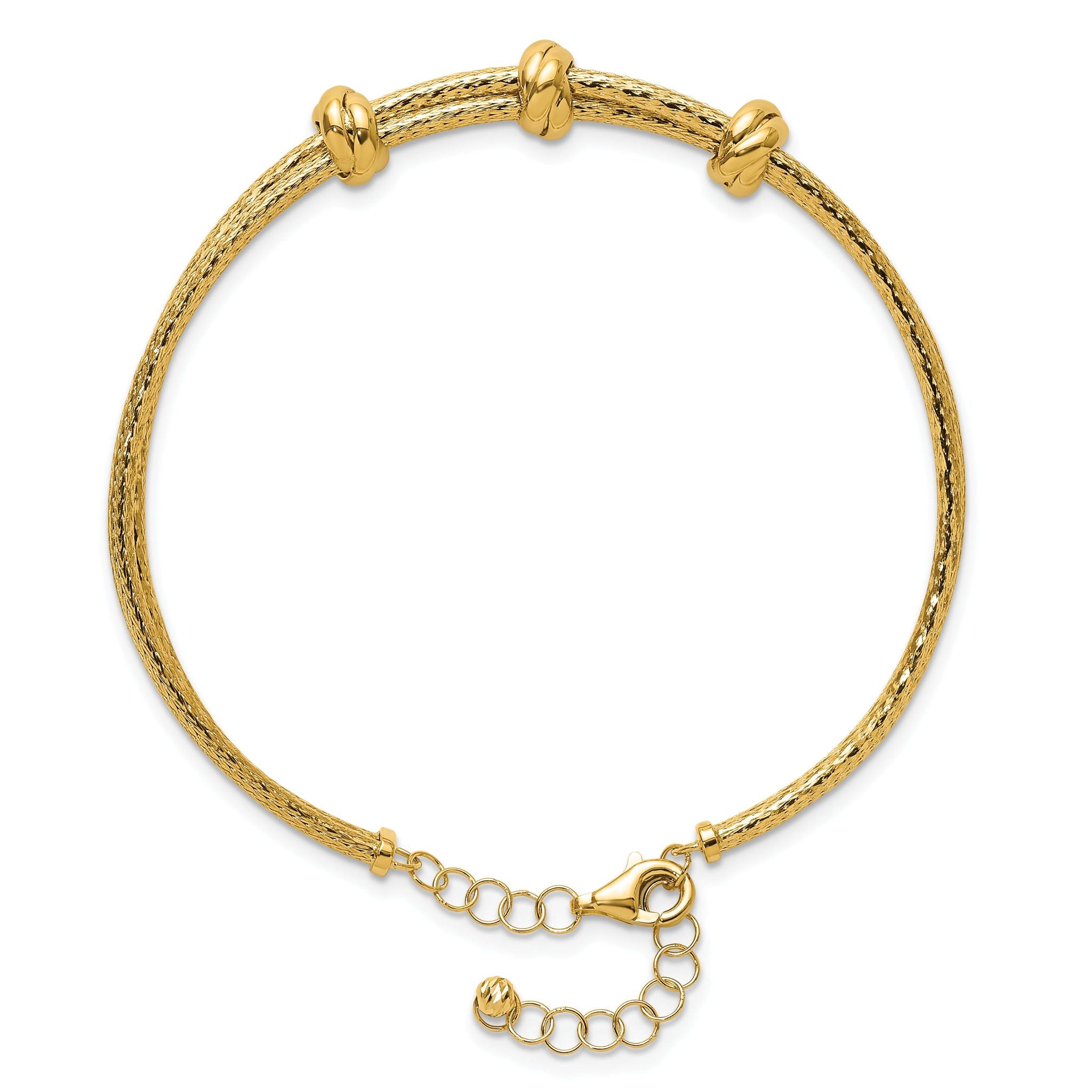 14K Polished Woven 3 Knot Adjustable Bangle Secondary image