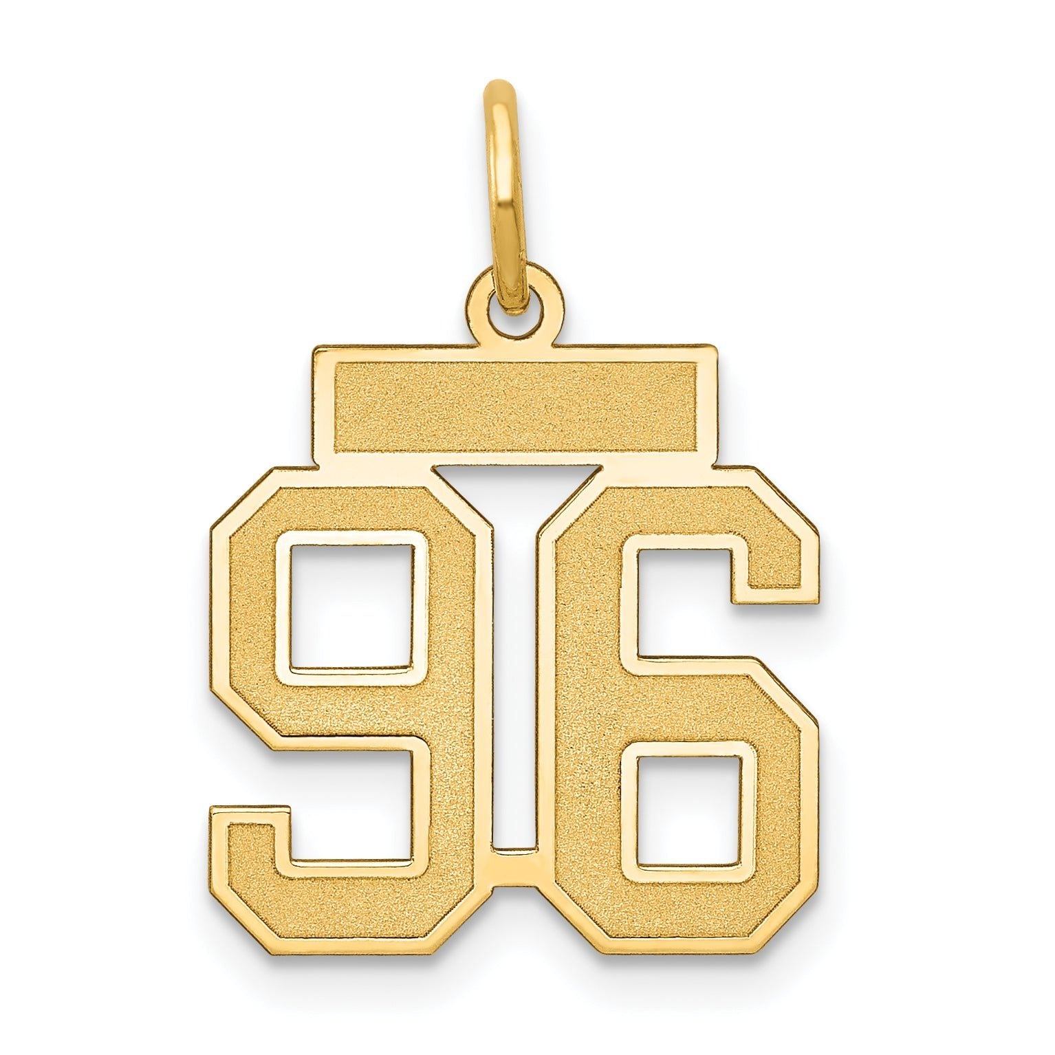 14K Gold Satin Finish Number 96 Charm Small, Brushed, Laser Cut Main image
