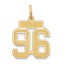 14K Gold Satin Finish Number 96 Charm Small, Brushed, Laser Cut