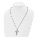 Chisel Stainless Steel Polished and Textured Starburst Cross Pendant on a 22 inch Ball Chain Necklace
