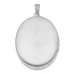 Sterling Silver Rhodium-plated & Diamond Polished 34mm Oval Locket