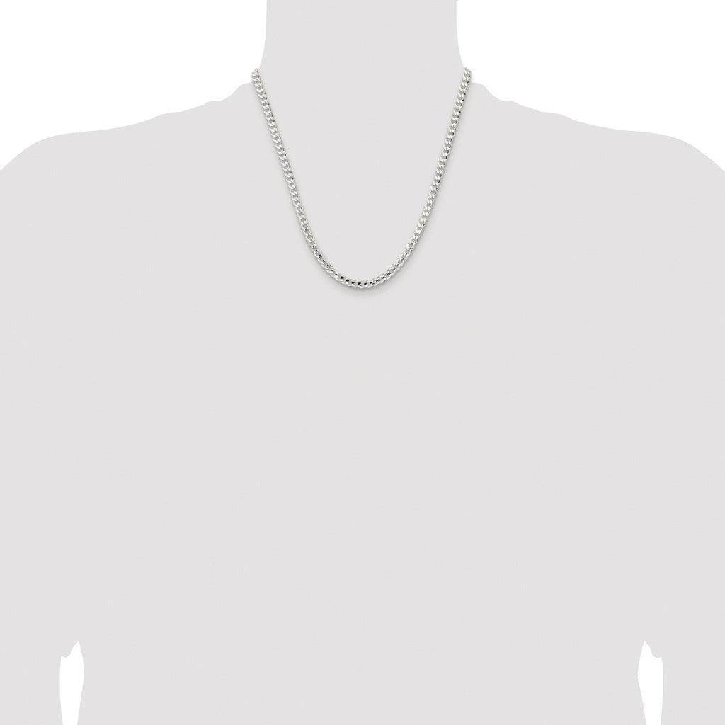 Concave Beveled Curb Chain in Sterling Silver, 4.5mm