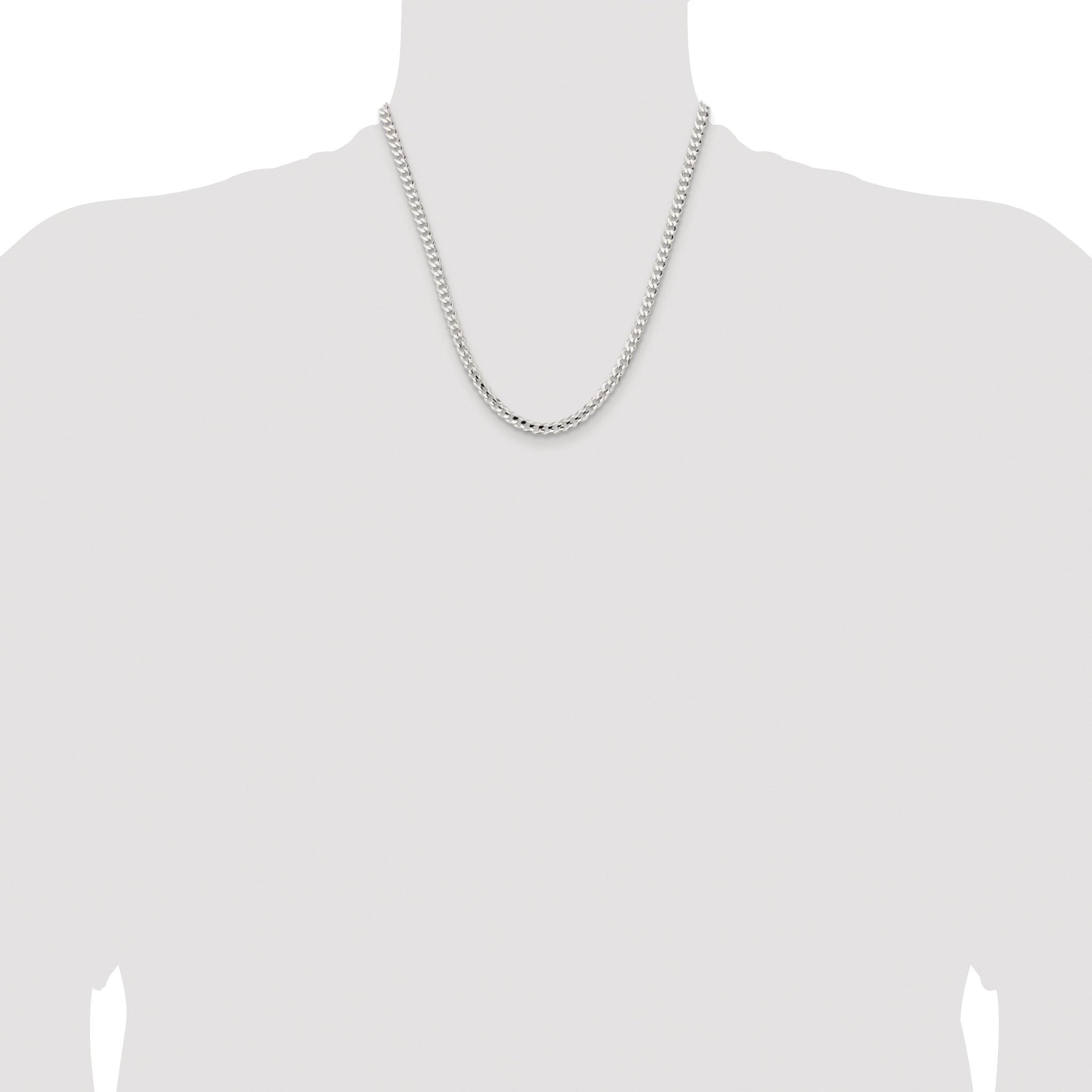 Concave Beveled Curb Chain in Sterling Silver, 4.5mm