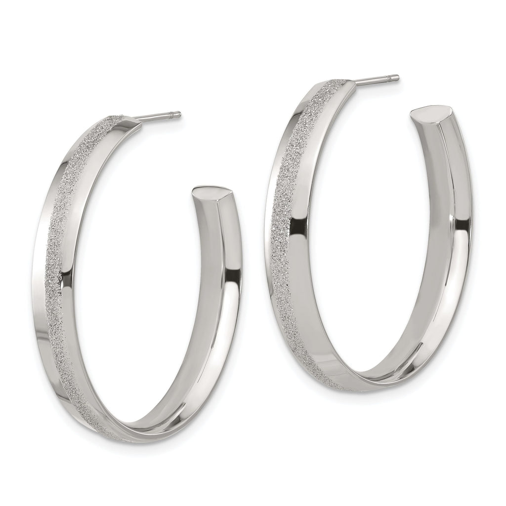 Stainless Steel Polished Round C-Hoop Earrings for Women