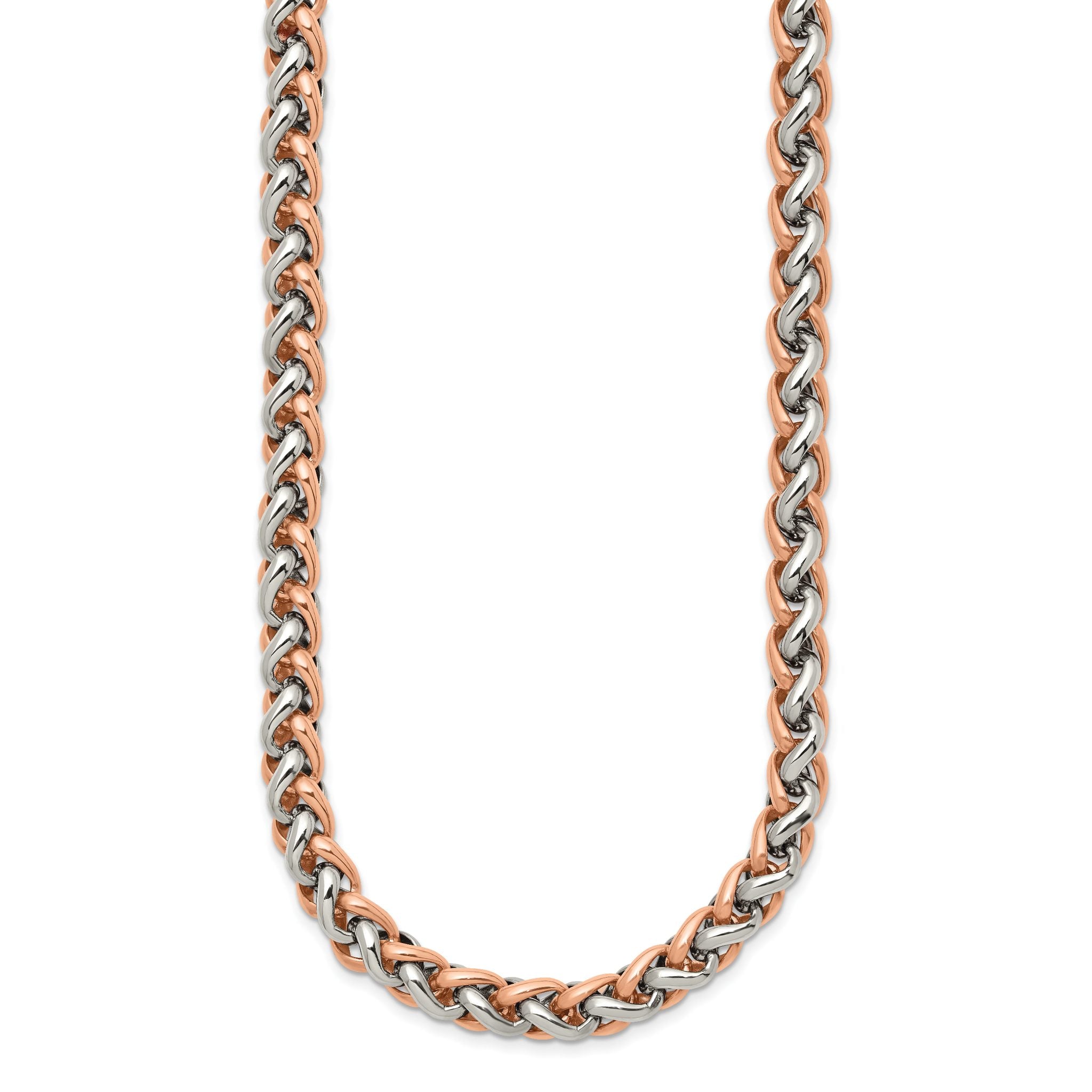 Chisel Stainless Steel Polished Rose IP-plated 24 inch Necklace