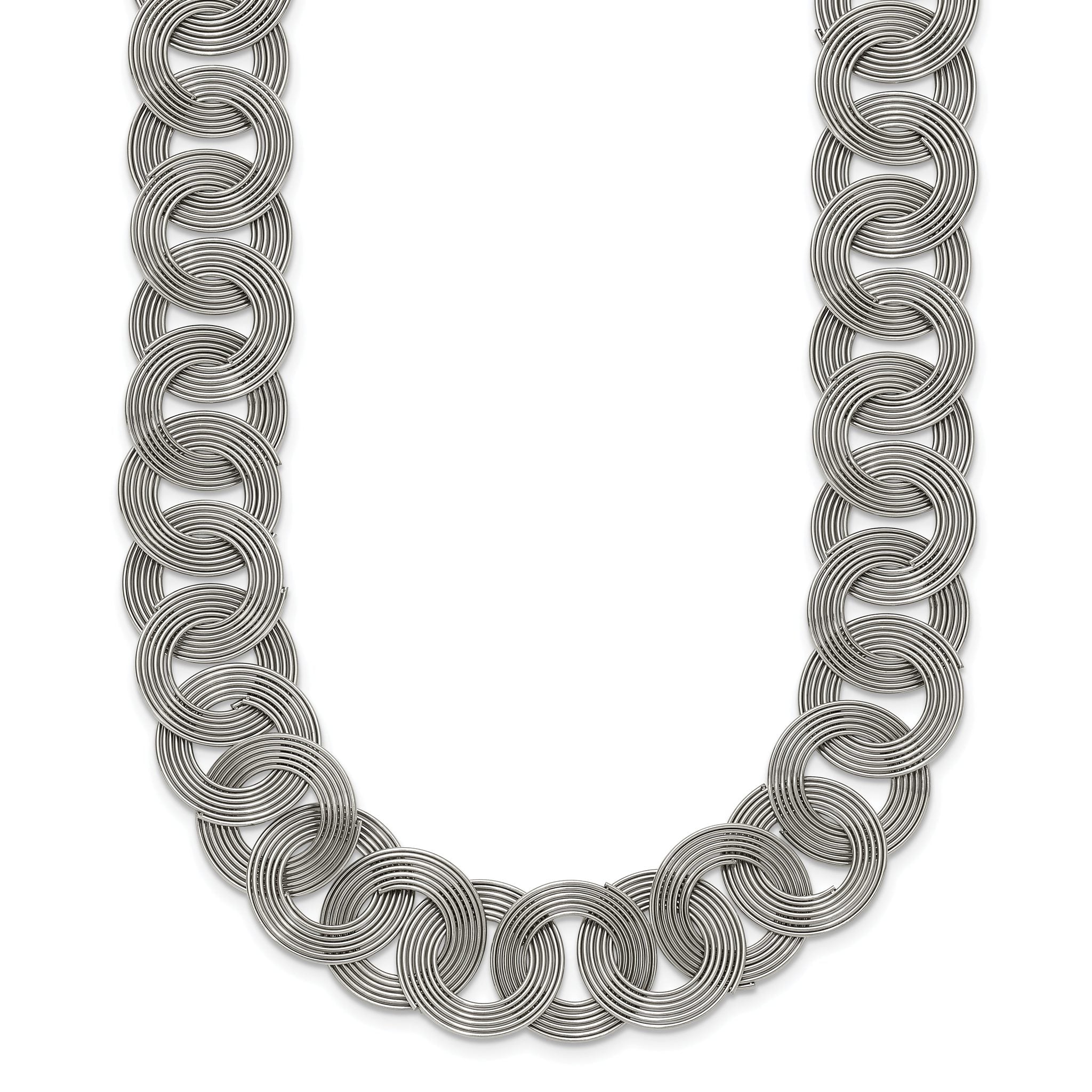Polished Circle Link Necklace in Stainless Steel Main image