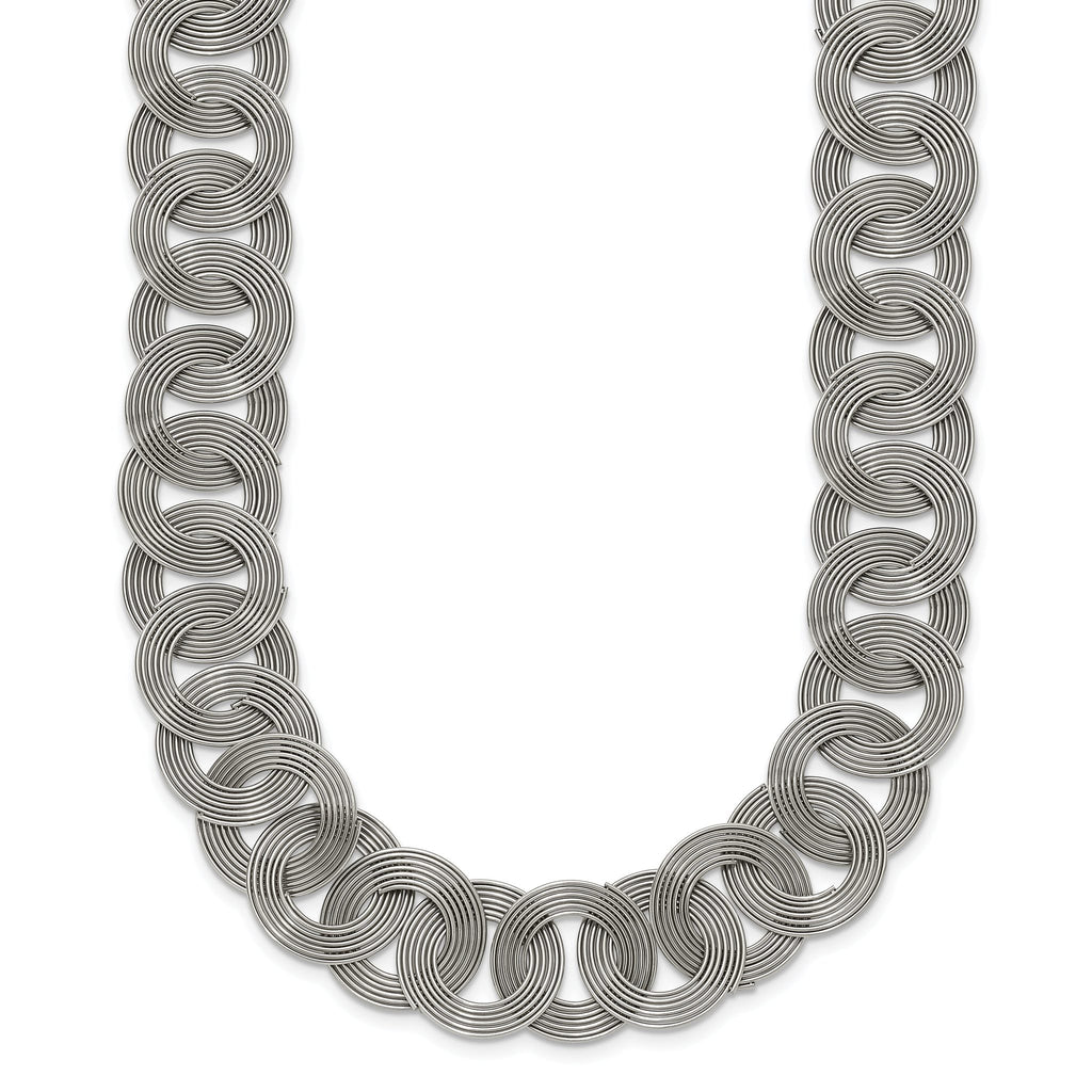 Polished Circle Link Necklace in Stainless Steel