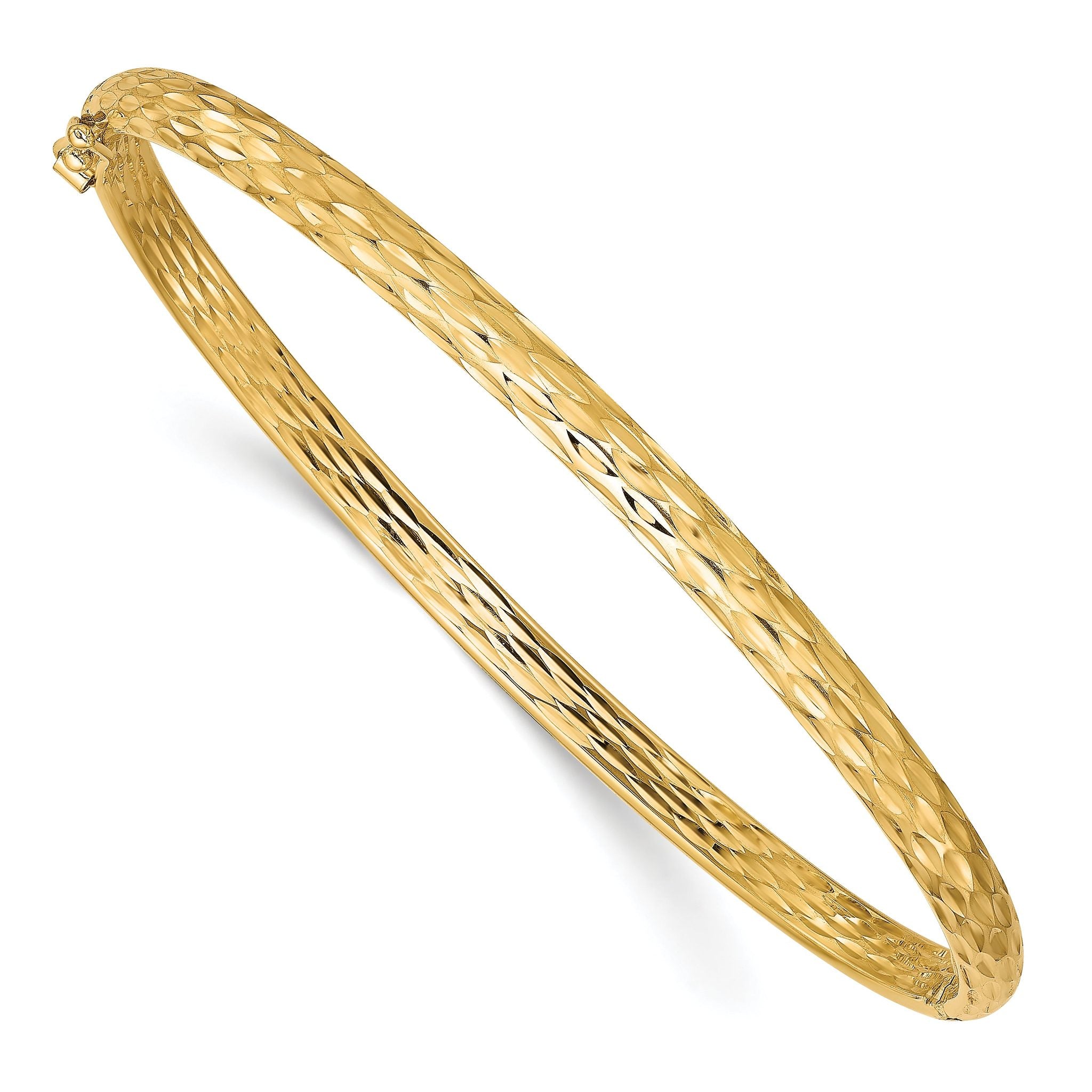 10K Polished and D/C Hinged Bangle Main image