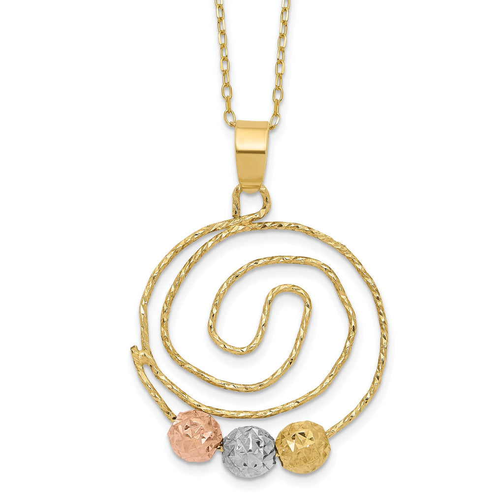 Sophia Jewelers 14K Tri-Color Gold Spiral Pendant Necklace with Polished Finish
