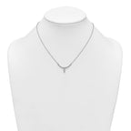 Sterling Silver Rhodium-plated Polished Fancy CZ Drop 16.5 inch with 1 inch Extension Necklace