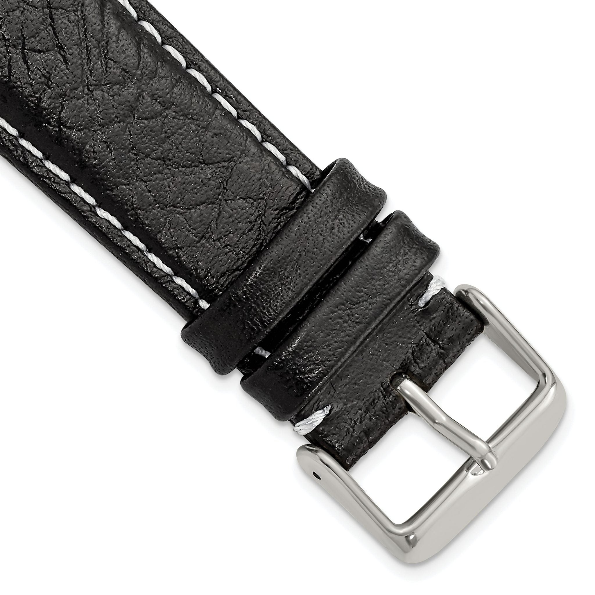 Short Sport Watch Band in Black Leather, 26mm Main image