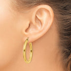 10k Polished 4mm Lightweight Tube Hoop Earrings