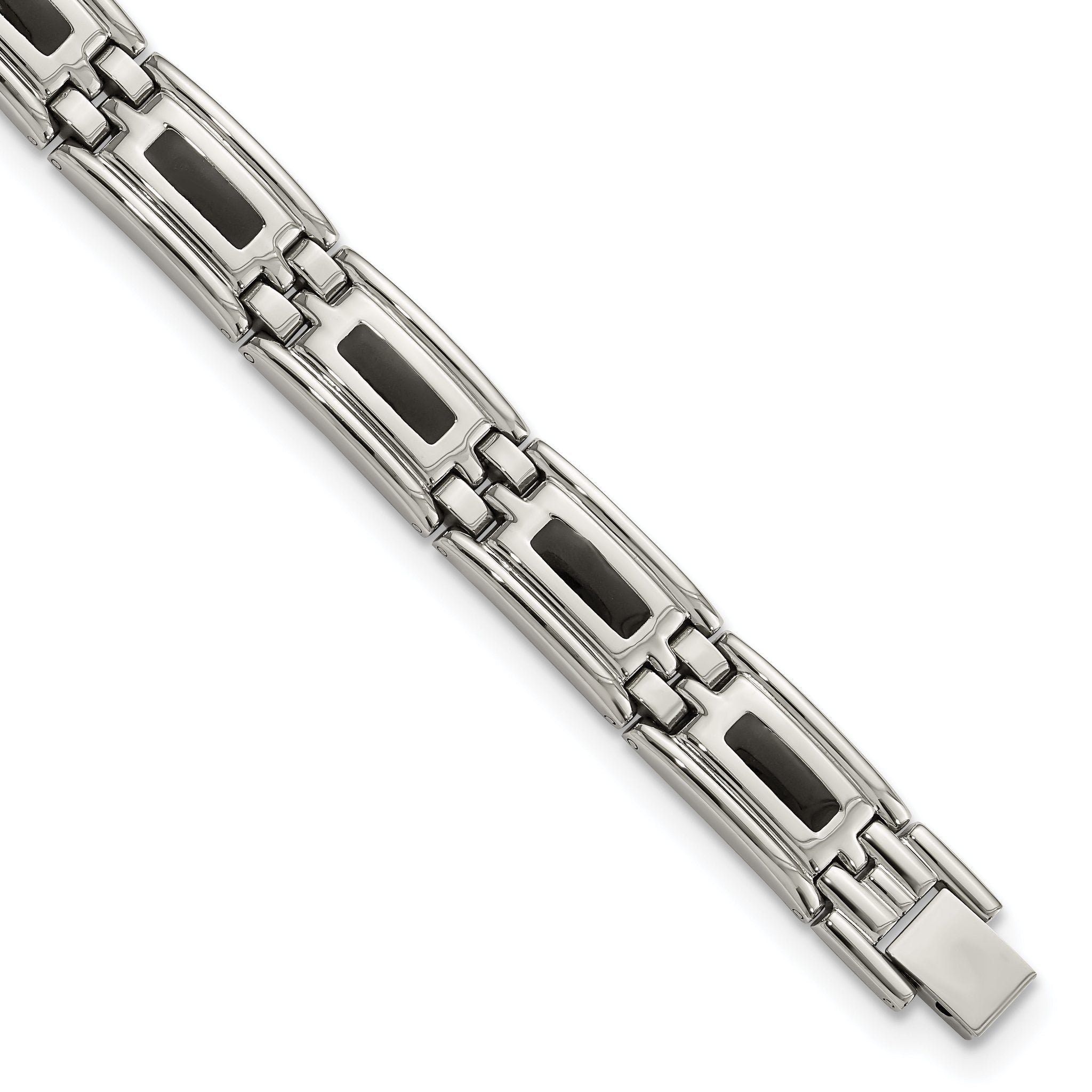 Stainless Steel Men's Jewelry Set with Black Enamel Polished Finish Secondary image