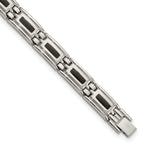 Stainless Steel Men's Jewelry Set with Black Enamel Polished Finish