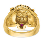10k Men's Diamond and Ruby Antiqued Lion Complete Ring