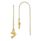 14k Polished Dolphins Threader Earrings