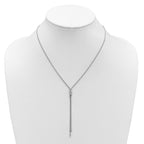 SS Rhodium-plated Polished X Lariat w/ 2in Ext. Necklace