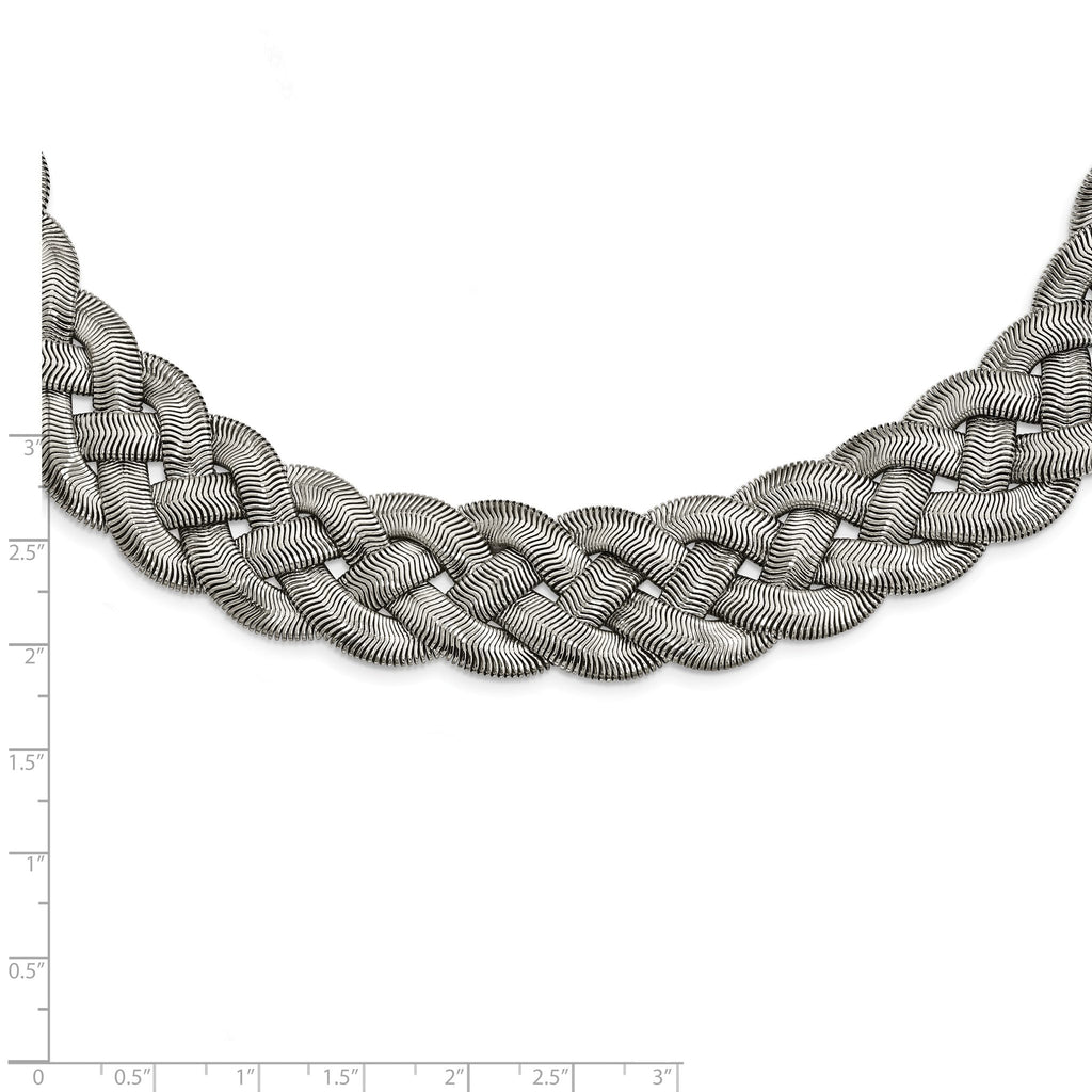 Braided Mesh Necklace in Stainless Steel, 16in