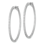 Sterling Shimmer Sterling Silver Rhodium-plated 122 Stone 1.3mm CZ In and Out Round Hinged Hoop Earrings