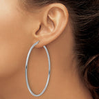 14k White Gold Polished 2x60mm Polished Hoop Earrings
