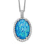 Sophia Jewelers Sterling Silver Necklace with Lab Blue Opal and CZ