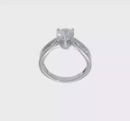 Cheryl M Sterling Silver Rhodium-plated Brilliant-cut 7.5mm Round CZ with Side Stones Fashion Ring