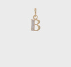 14KY with Rhodium Diamond Letter B Initial Pendant