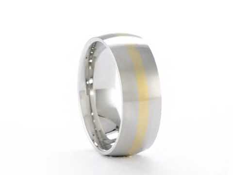 Inlay Wedding Band in Stainless Steel & 14K Gold, 8mm