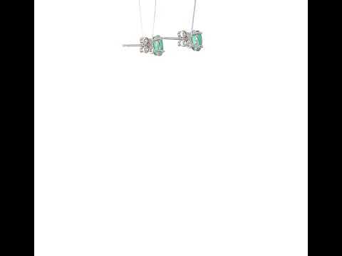14K White Gold 6x4mm Emerald Earrings