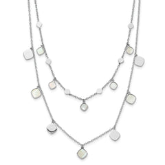 Sterling SilverRhodium-Rhodium-Plated MOP 2-strand w/ 1.5in ext. Choker