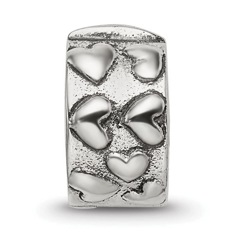 Sterling Silver Reflections Hinged Hearts Clip Bead