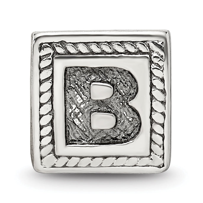 Sterling Silver Reflections Letter B Triangle Block Bead