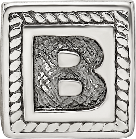 Sterling Silver Reflections Letter B Triangle Block Bead