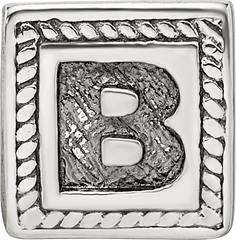 Sterling Silver Reflections Letter B Triangle Block Bead