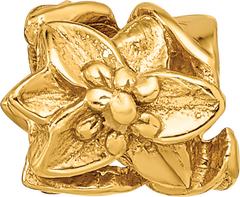 Sterling Silver Gold-plated Reflections Plumeria Floral Bead