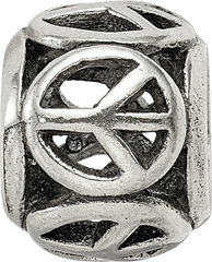 Sterling Silver Reflections Peace Sign Bead