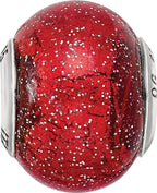 Reflection Beads Sterling Silver Italian Red with Silver Glitter Glass Bead - Sophia Jewelers