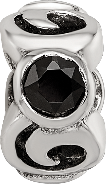 Sterling Silver Reflections Black CZ Bead