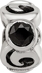 Sterling Silver Reflections Black CZ Bead