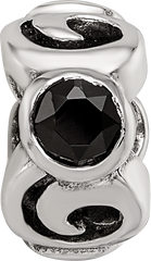 Sterling Silver Reflections Black CZ Bead