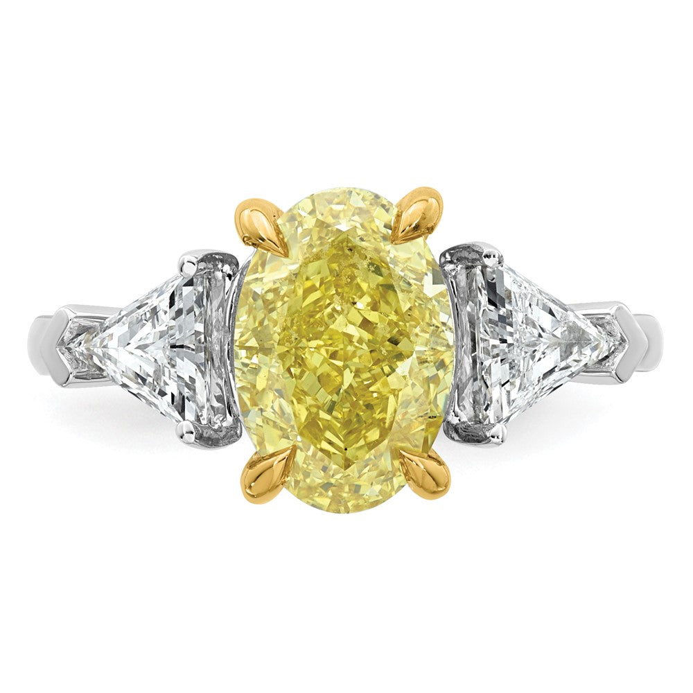 Oval Lab-Grown Diamond Trillion Engagement Ring in 14K Two-Tone Gold (4 ct. tw.), Size 7 - Sophia Jewelers