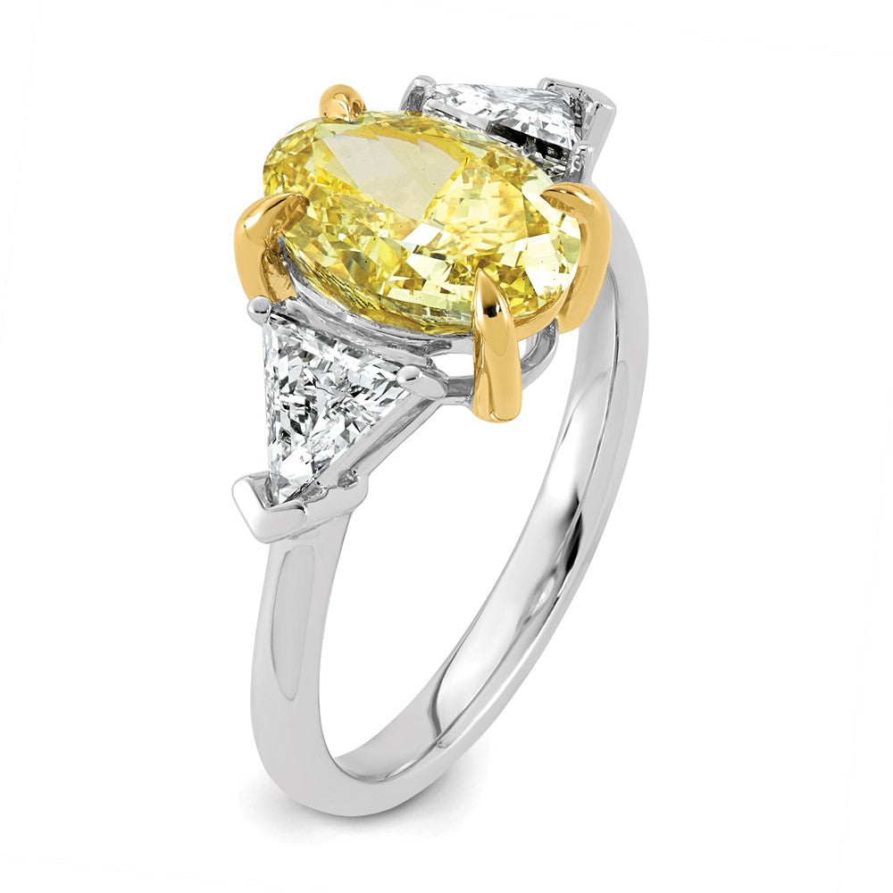 Oval Lab-Grown Diamond Trillion Engagement Ring in 14K Two-Tone Gold (4 ct. tw.), Size 7 - Sophia Jewelers
