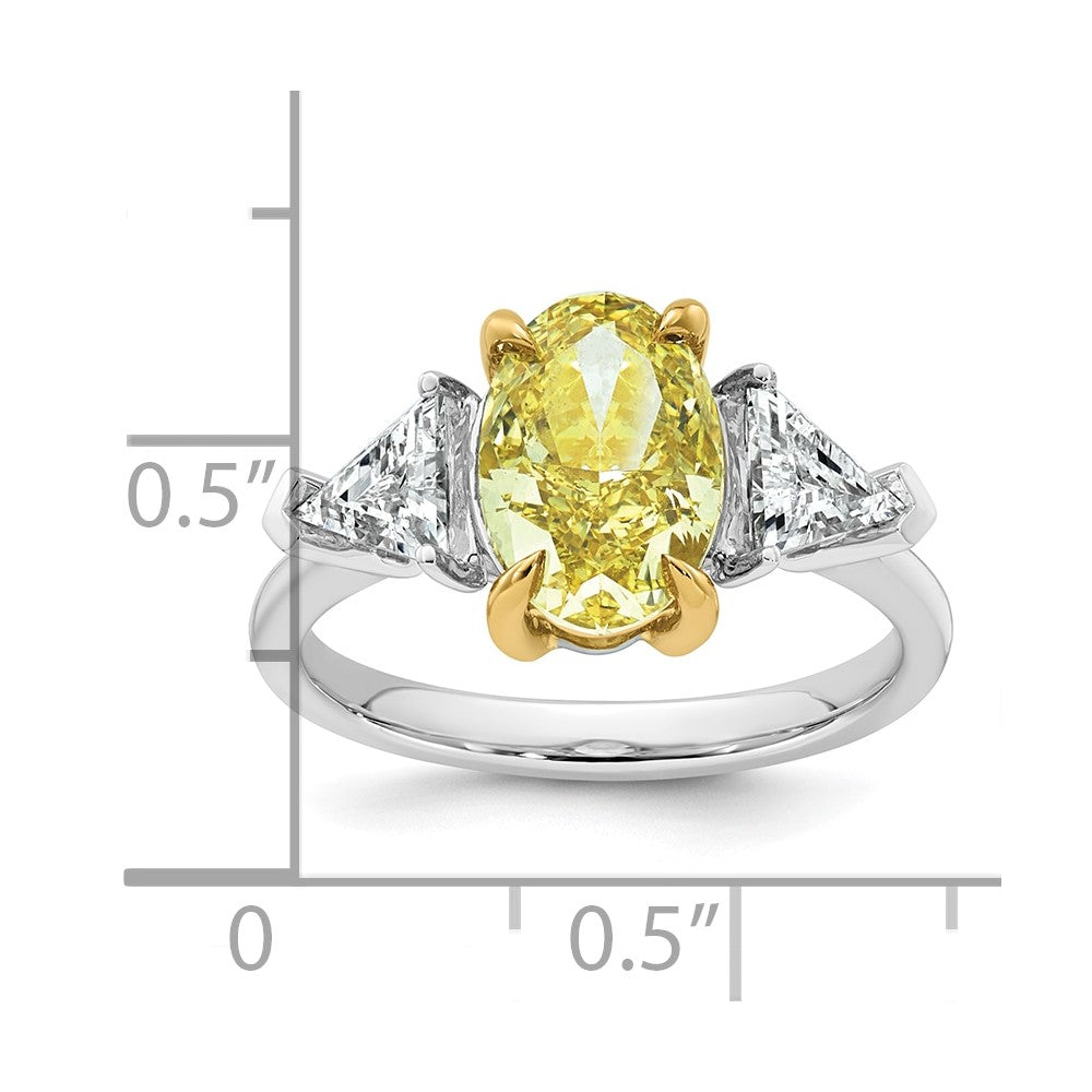 Oval Lab-Grown Diamond Trillion Engagement Ring in 14K Two-Tone Gold (4 ct. tw.), Size 7 - Sophia Jewelers