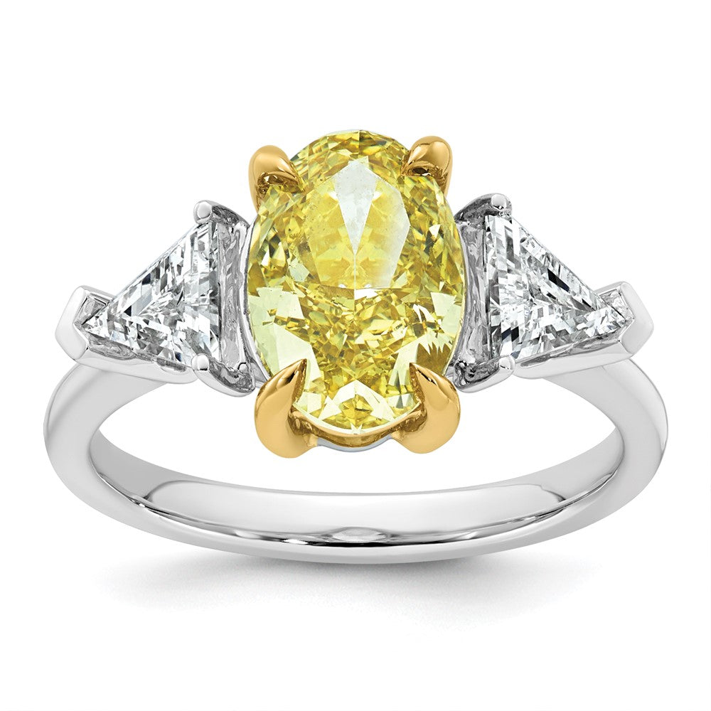 Oval Lab-Grown Diamond Trillion Engagement Ring in 14K Two-Tone Gold (4 ct. tw.), Size 7 - Sophia Jewelers