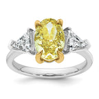 Oval Lab-Grown Diamond Trillion Engagement Ring in 14K Two-Tone Gold (4 ct. tw.), Size 7 - Sophia Jewelers