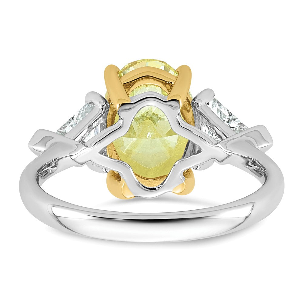 Oval Lab-Grown Diamond Trillion Engagement Ring in 14K Two-Tone Gold (4 1/2 ct. tw.), Size 7 - Sophia Jewelers