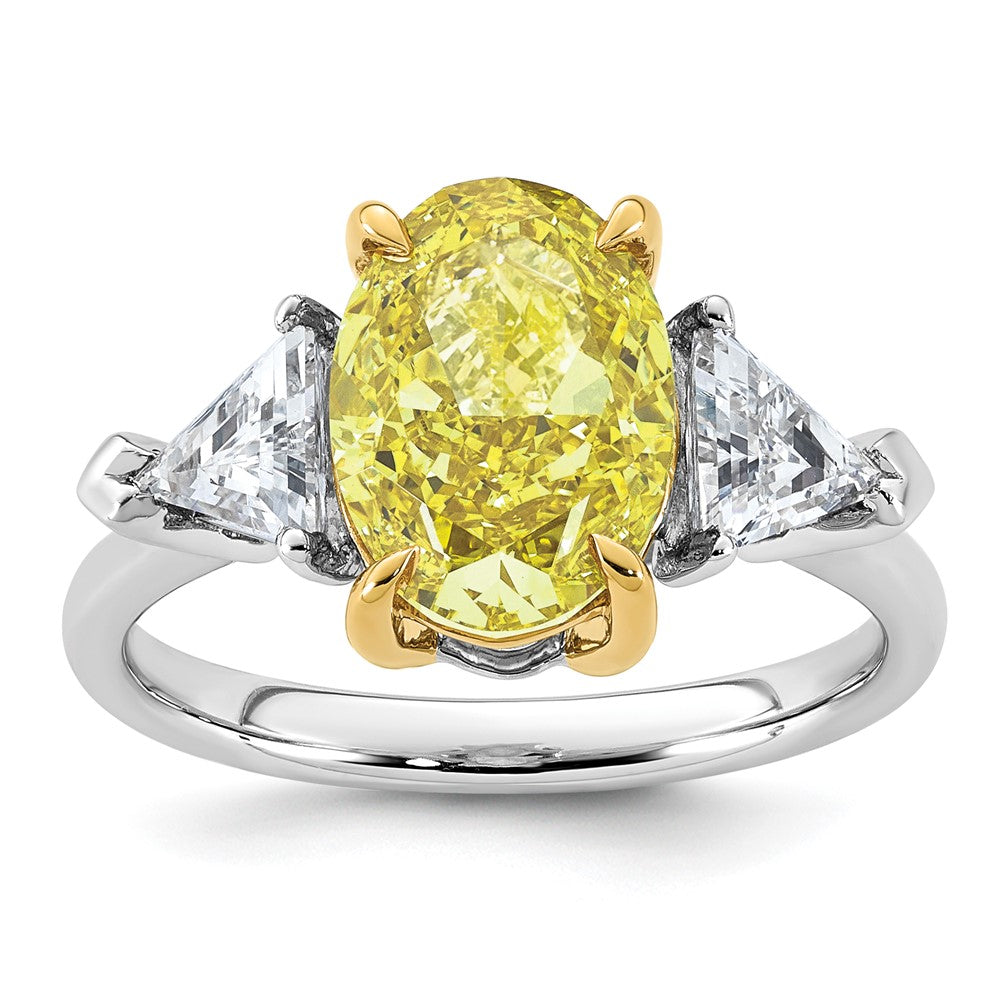 Oval Lab-Grown Diamond Trillion Engagement Ring in 14K Two-Tone Gold (4 1/2 ct. tw.), Size 7 - Sophia Jewelers